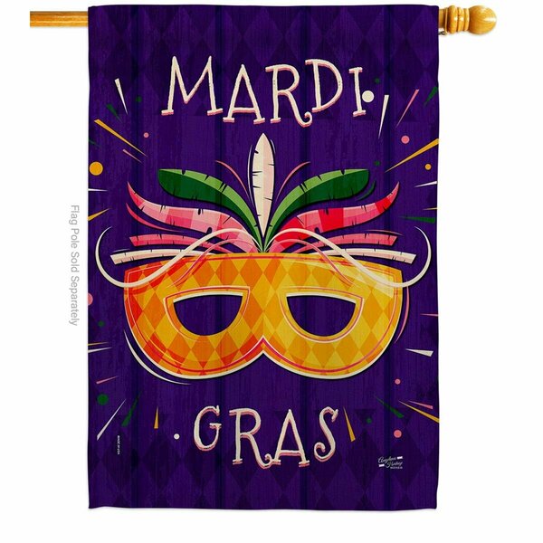 Patio Trasero Beads Festival Springtime Mardi Gras Double-Sided Garden Decorative House Flag, Multi Color PA3912055